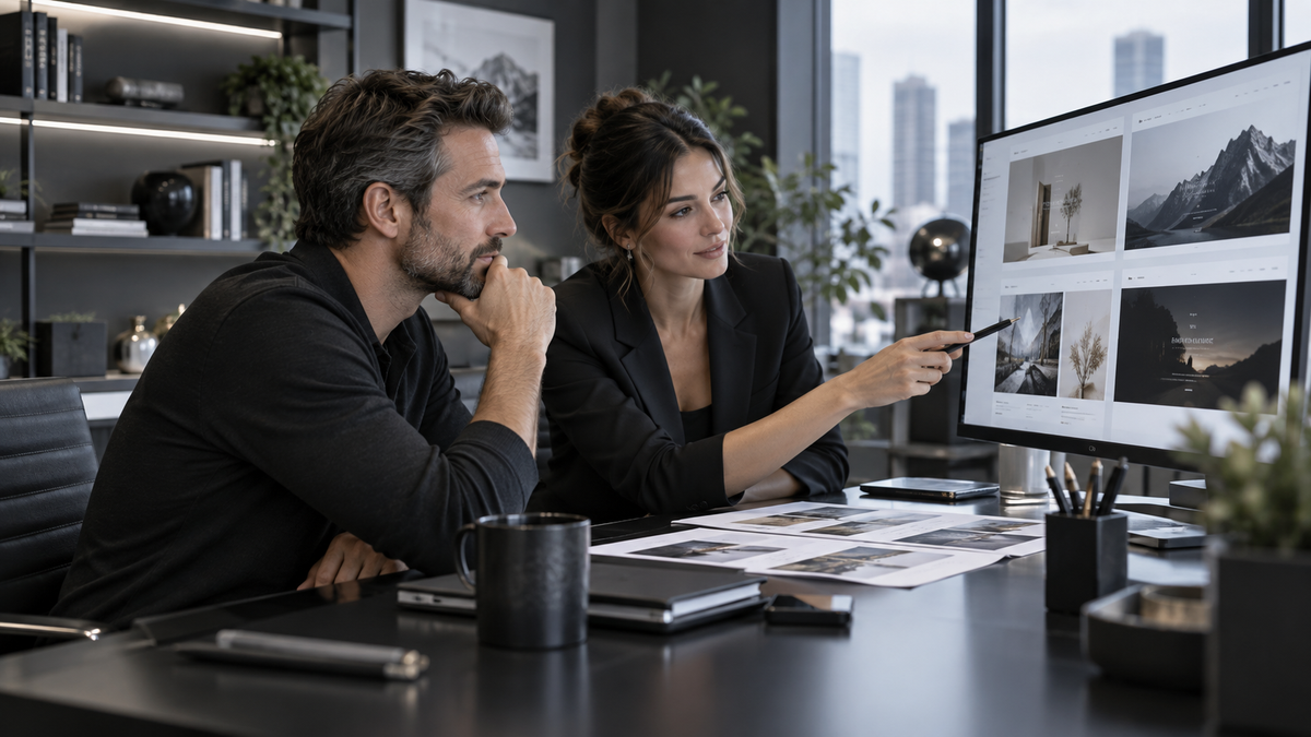Business owner and strategist choosing a professional website design company