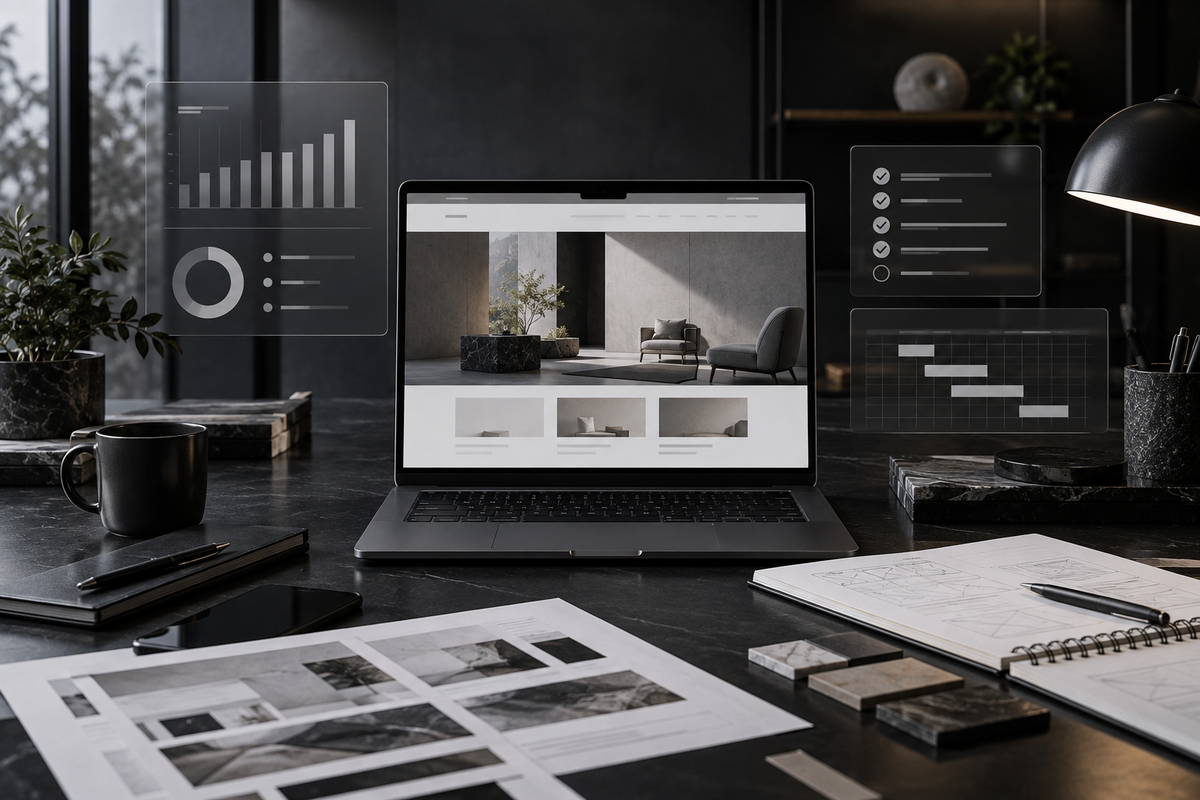 Professional small business website cost planning shown on laptop and phone