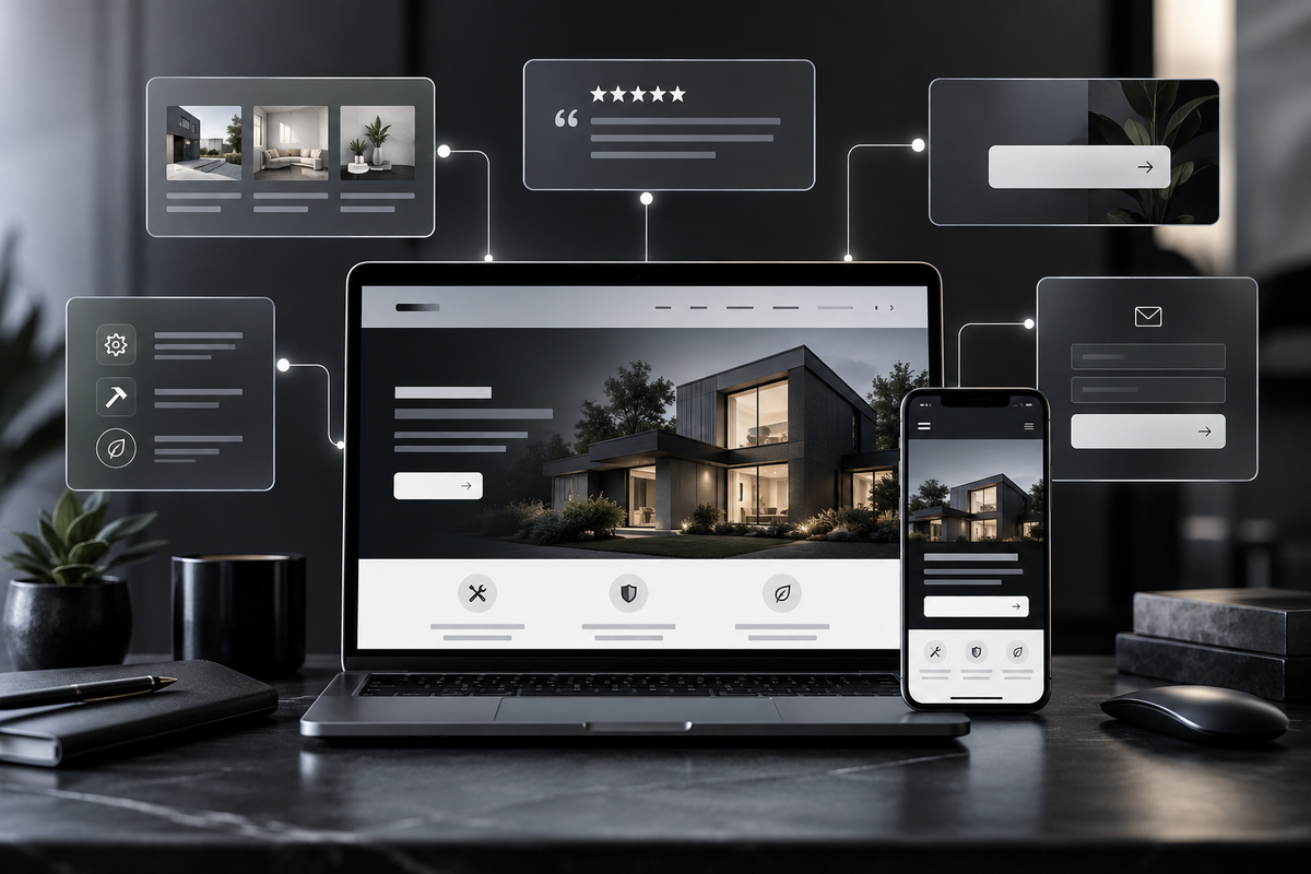 Modern small business website lead generation experience on desktop and mobile